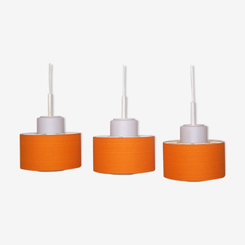 Trois suspensions Staff orange années 60 - 70