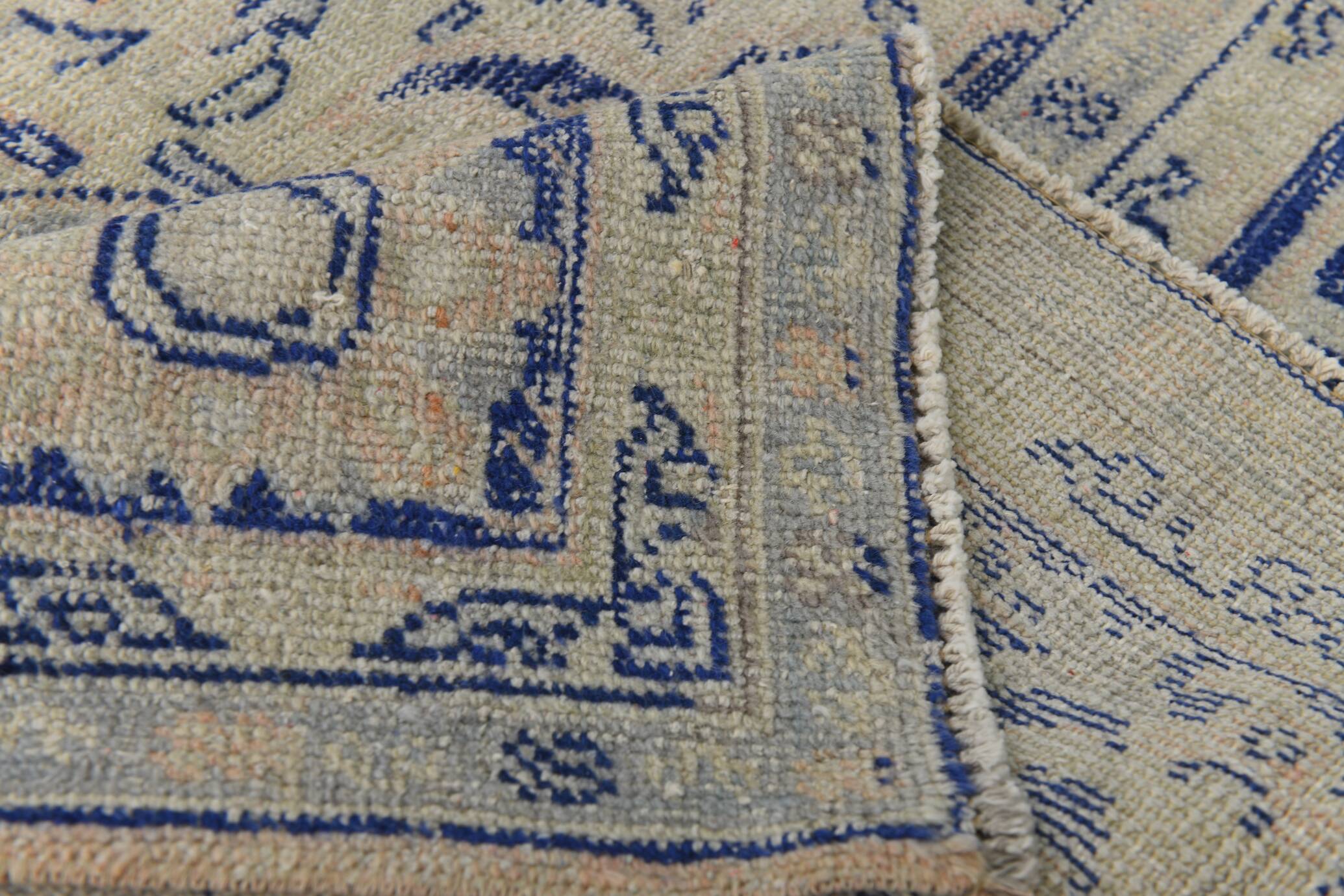 Vintage Blue & Sand Beige Large Persian Rug, 246x344Cm