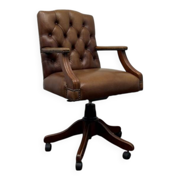 Chaise de bureau Président Chesterfield marron