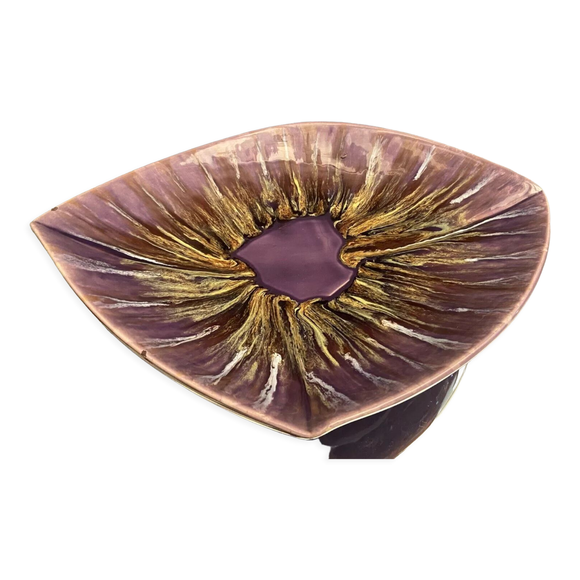 Sylized dish Vintage earthenware cut of Vallauris signed