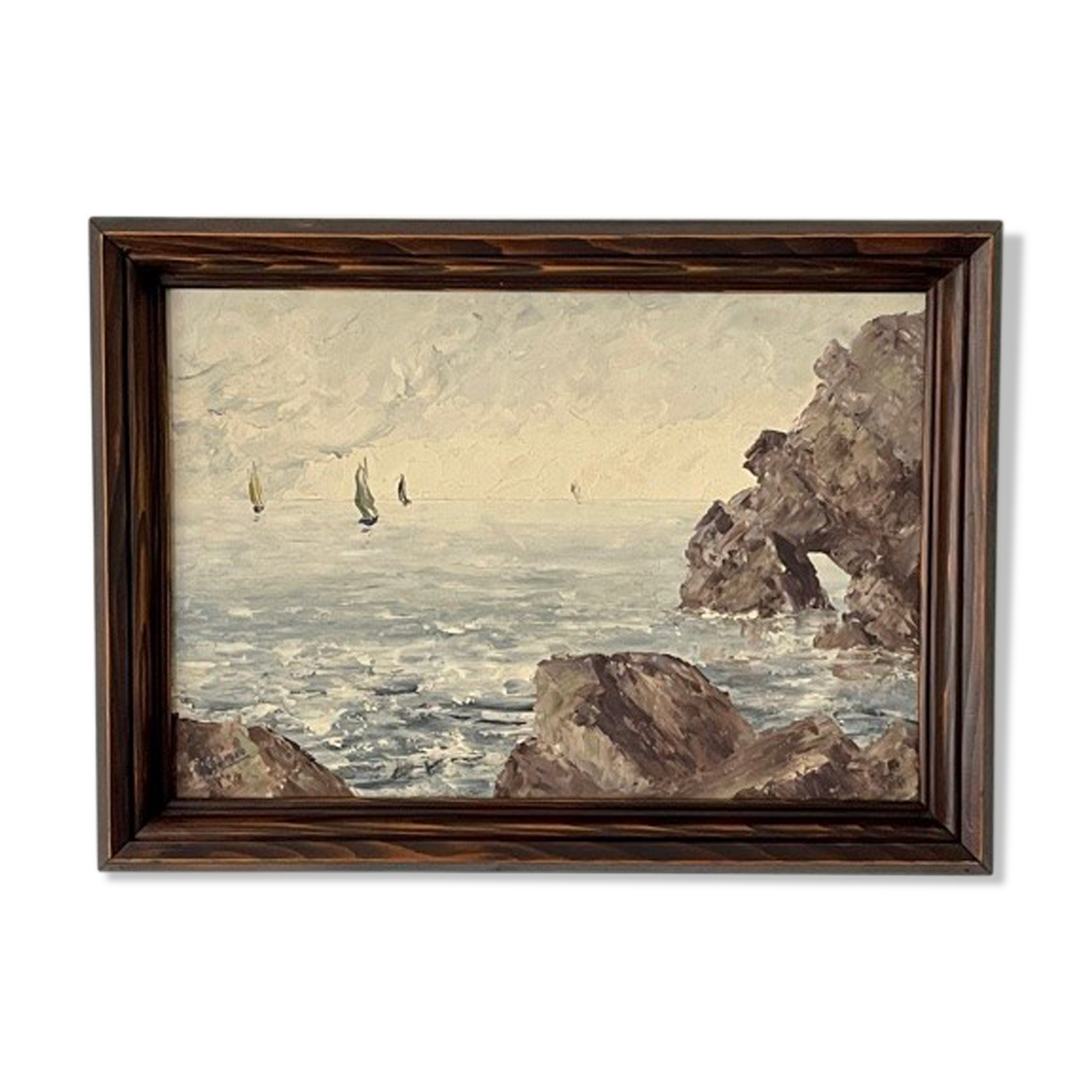 Tableau "Marine" huile sur panneau signée