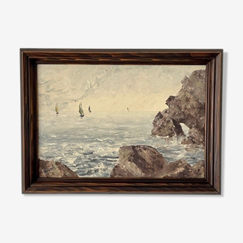 Tableau "Marine" huile sur panneau signée