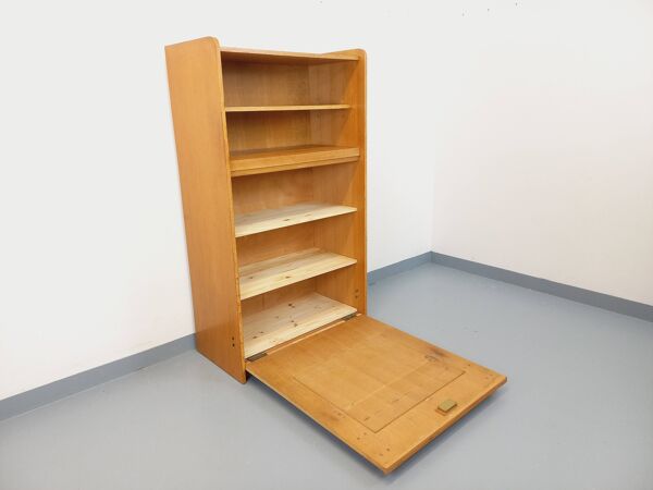 Meuble bibliothèque vintage avec table d’appoint en bois de chêne