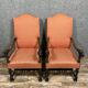 Pair of Louis XIII style armchairs in carved walnut circa 1850