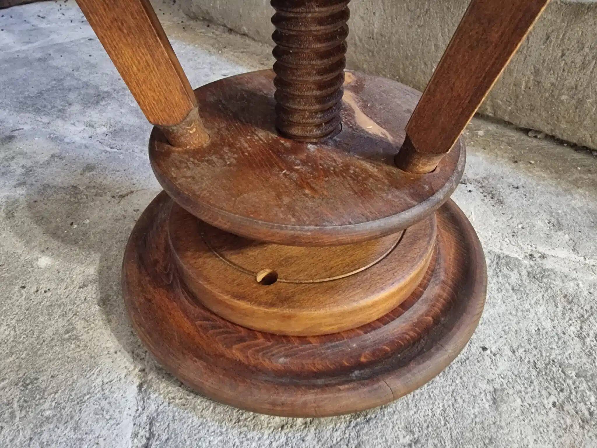 Vintage French adjustable beech stool, 1950s