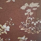 large antique headboard with 4 panels featuring Asian decor from the 1940s/50s