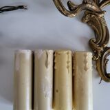 Ancienne paire d'appliques en métal doré style Louis XV - 2 lumières