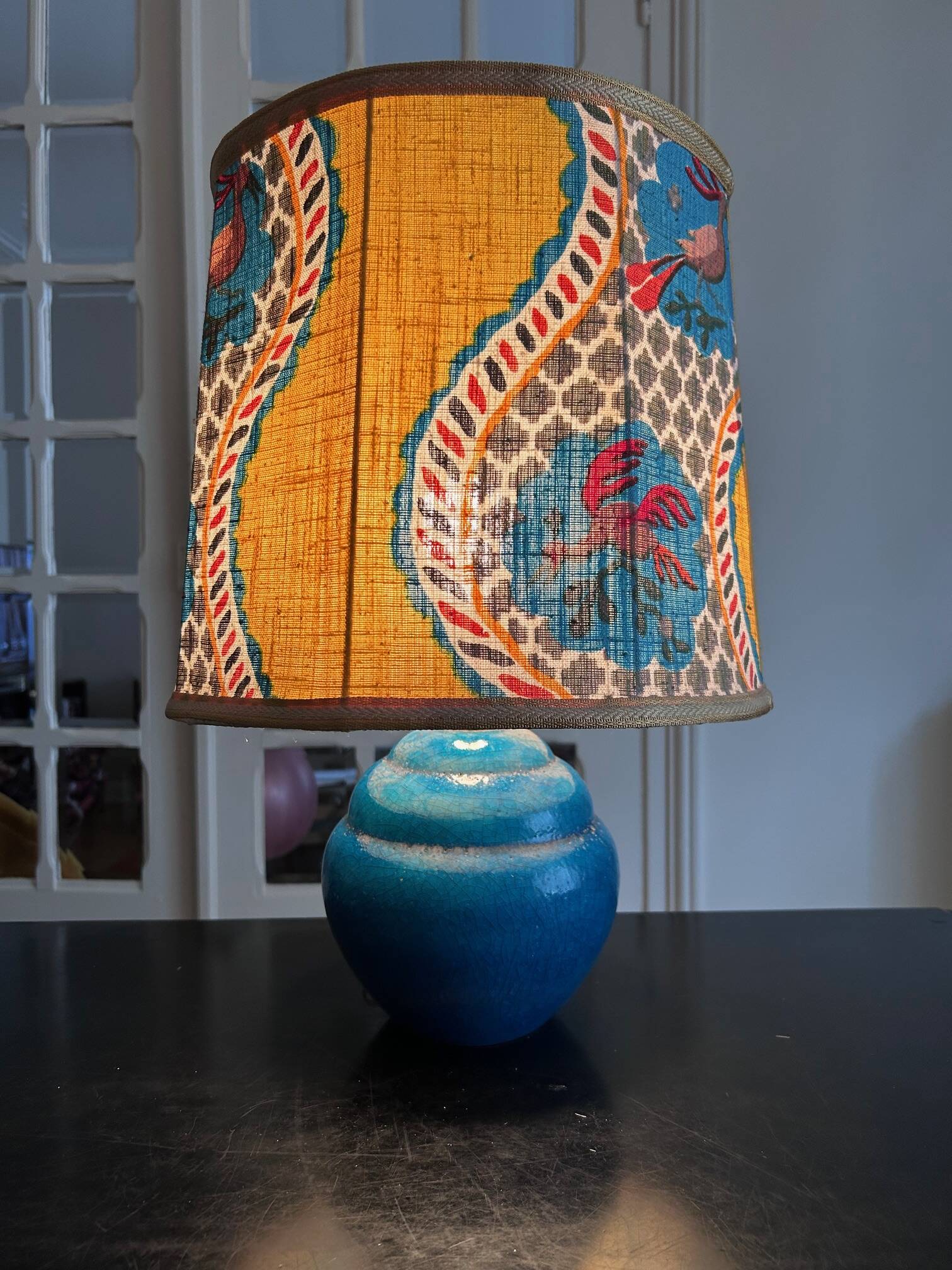 blue ceramic lamp 1970