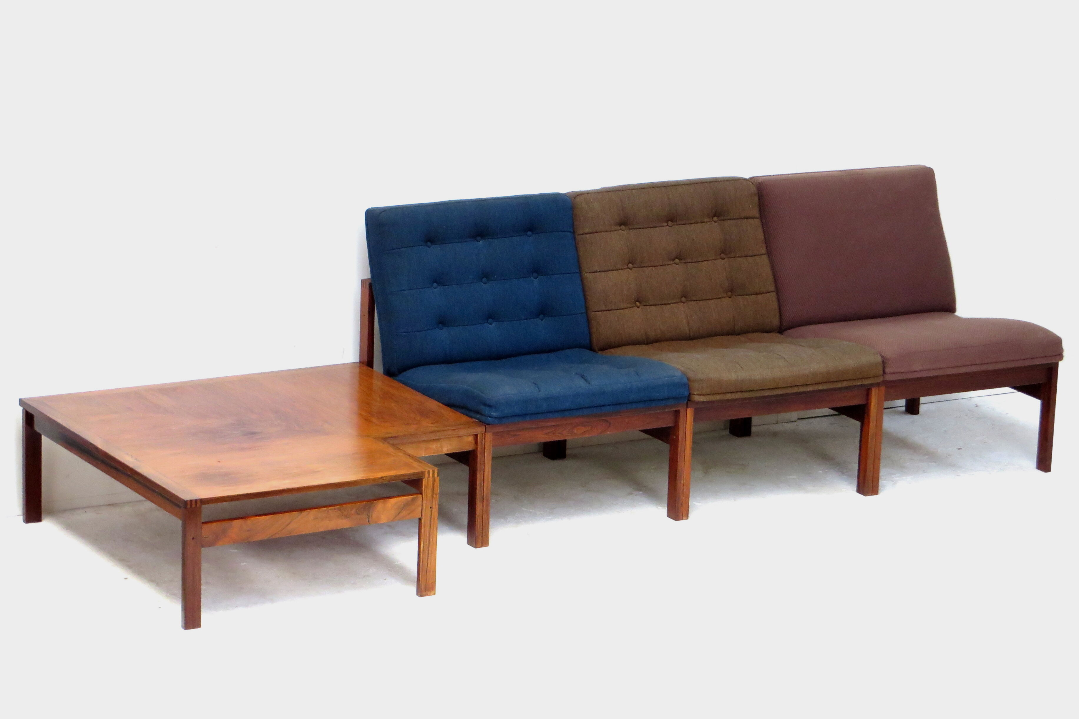 France and Son rosewood lounge chair element sofa set by Ole Gjerløv Knudsen & Torben Lind, 1960s