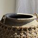 Immense light grey antique-style pot with a crosshatch lid and handles.