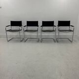 Leather Chairs, Italy, 1970s, Set of 4 ,dark brown