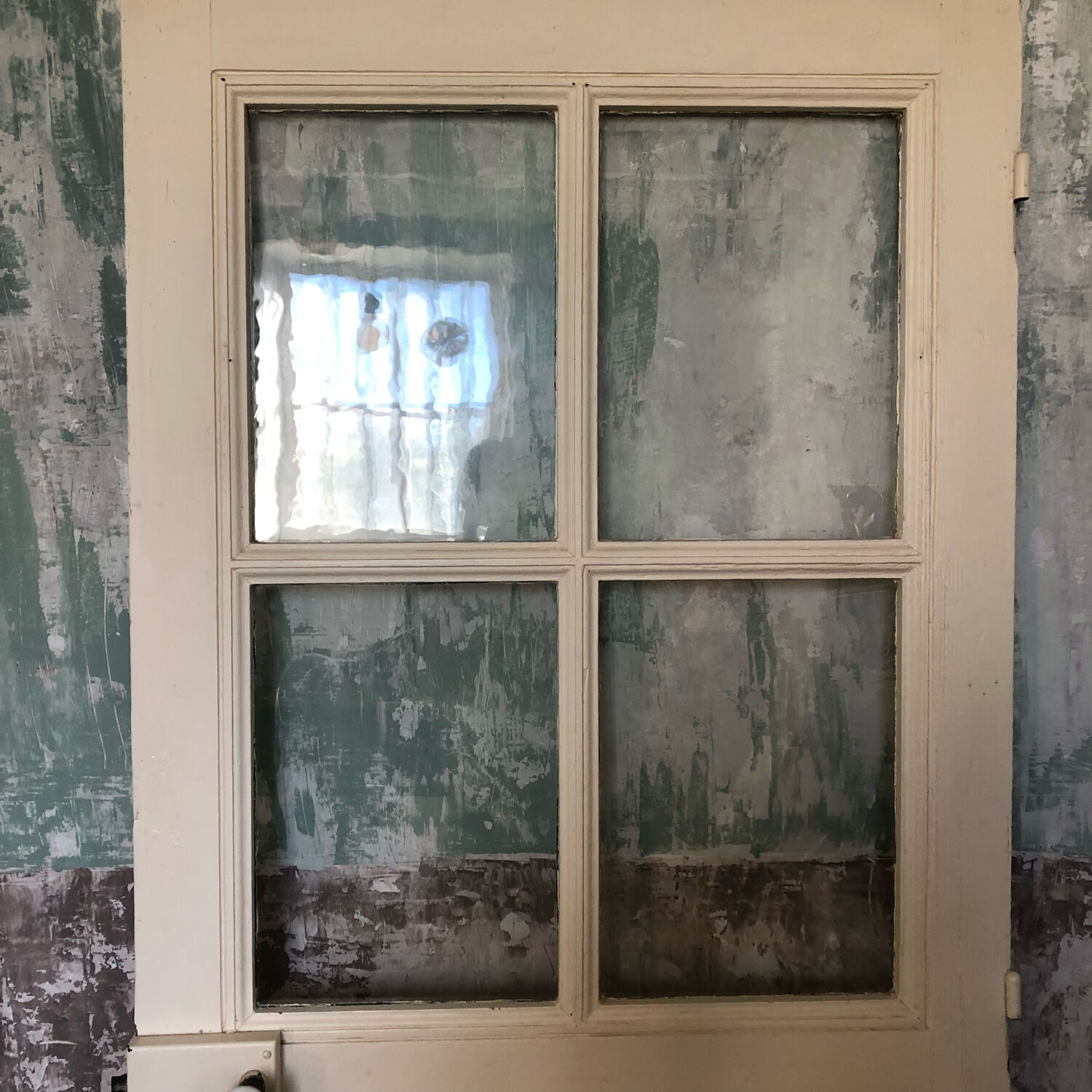 Old wooden glass door