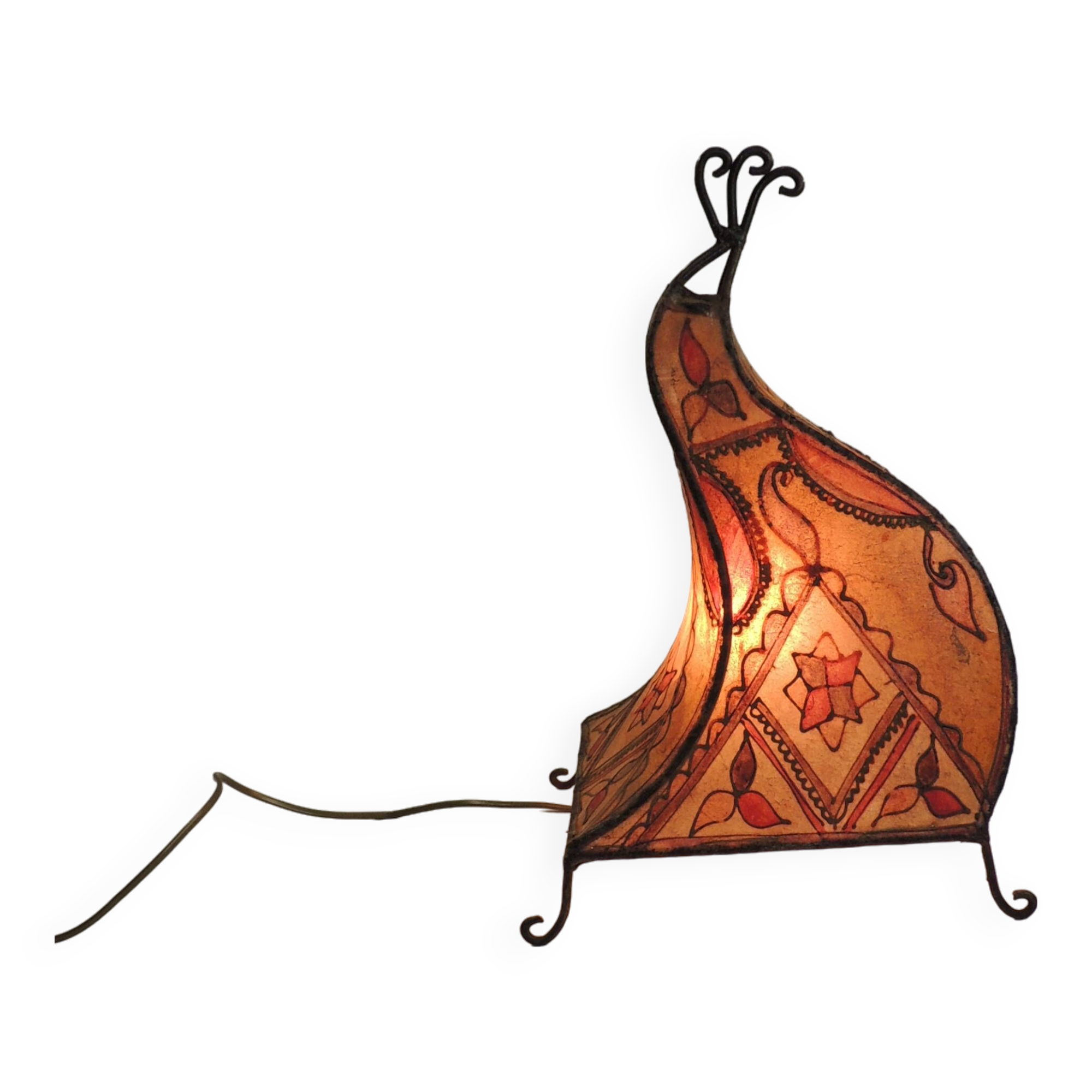 Moroccan henna lamp in leather /oriental lamp/Marrakech/45 cm /Vintage