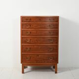 Scandinavian mahogany tallboy with brass handles