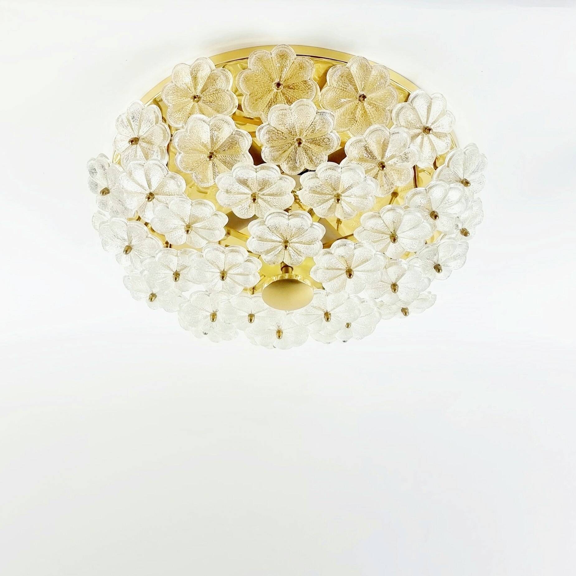 XL Mid-Century Floral Murano Glass Ceiling Light from Ernst Palme, 1970s