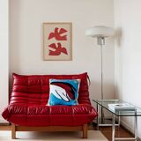 Birds painting 30x40cm red illustration signed Eawy