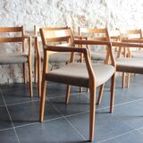 Danish table and 6 chairs set, by Niels Moller, 1960