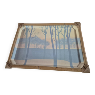 vintage plateau camaieu and Françoise Wintz bamboo, rattan and fibre contour