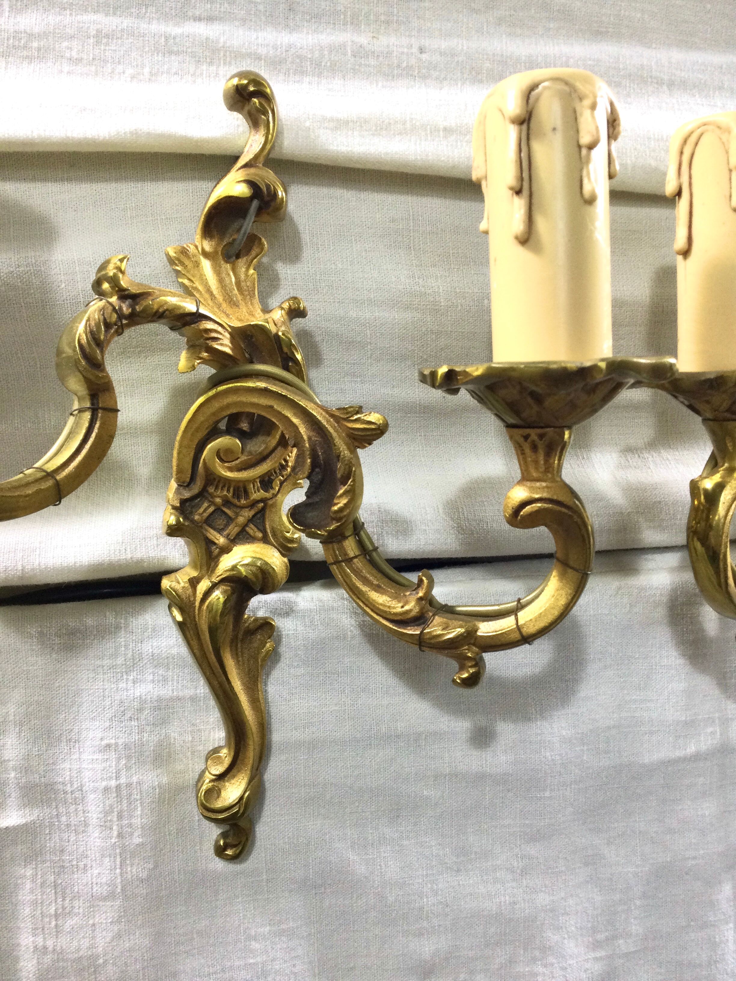 Pair Of Applique 2 Lights Bronze St Louis XV