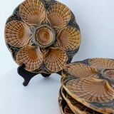 Set of 6 Sarreguemines oyster plates