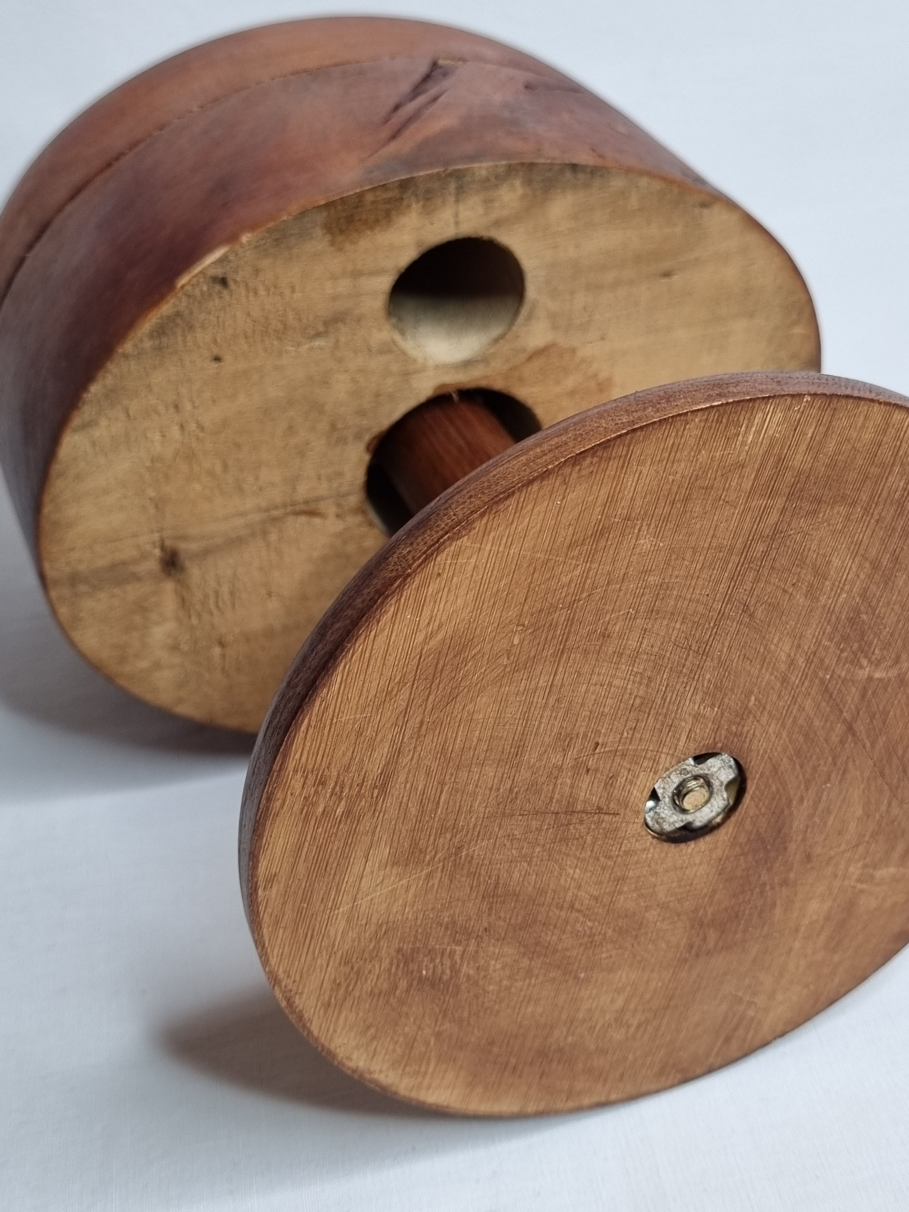 Old wooden hat shape on foot, 1900