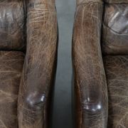 Very comfortable set of two vintage cowhide leather armchairs