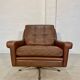 Vintage danish retro mid-century svend skipper brown leather chair & stool 60s