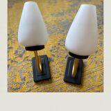 Pair of art deco wall light black and gold - 50s