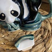 Théière panda et anse bambou en céramique