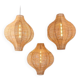 Set of 3 rattan chandelier,extra large light 50 cm x 60 cm
