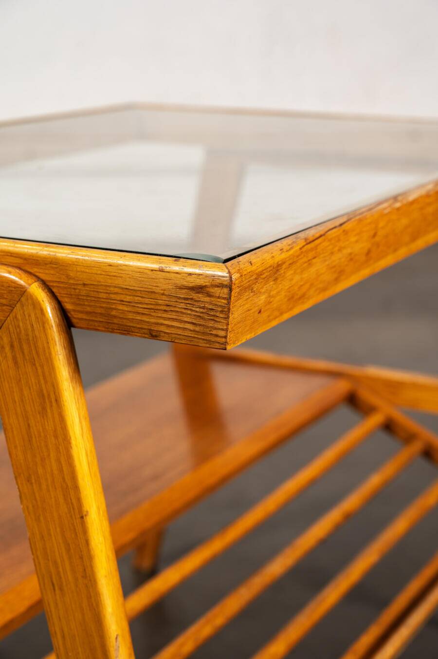 Glass and wood side table