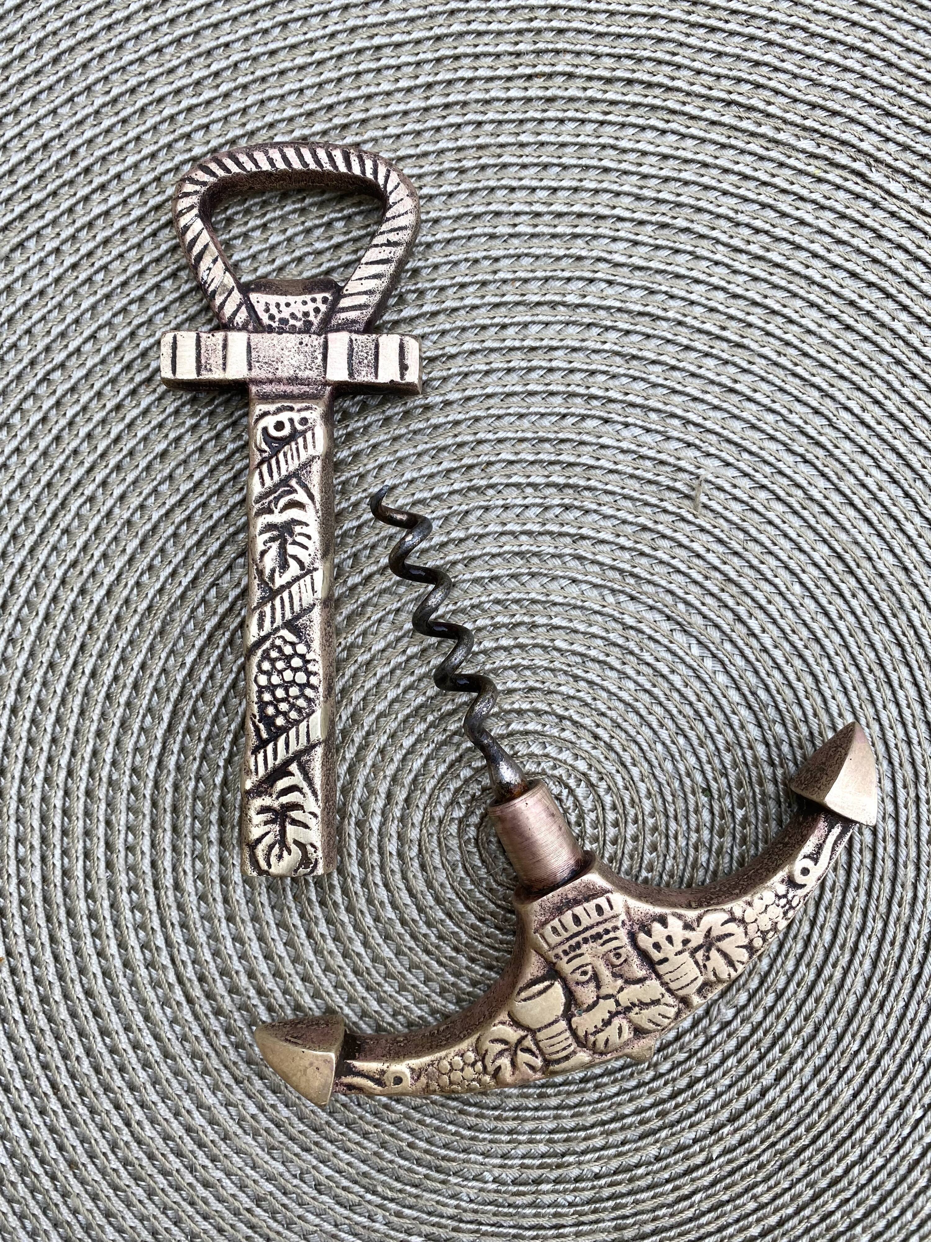 Tire cap bottle opener anchor brass old