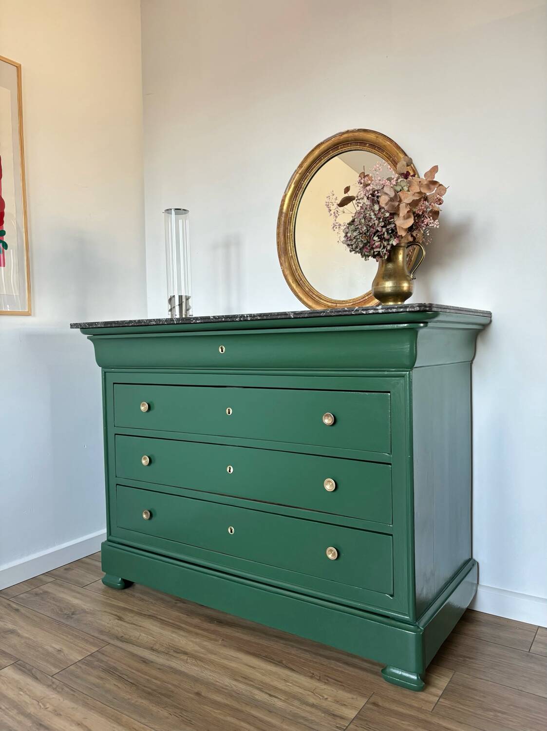 Commode Louis Philippe bois massif plateau marbre