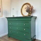 Louis Philippe chest of drawers with solid wood and marble top