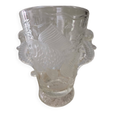 Art deco crystal vase with fish and seahorse motifs