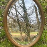 Miroir ovale doré biseauté, 79 x 59 cm