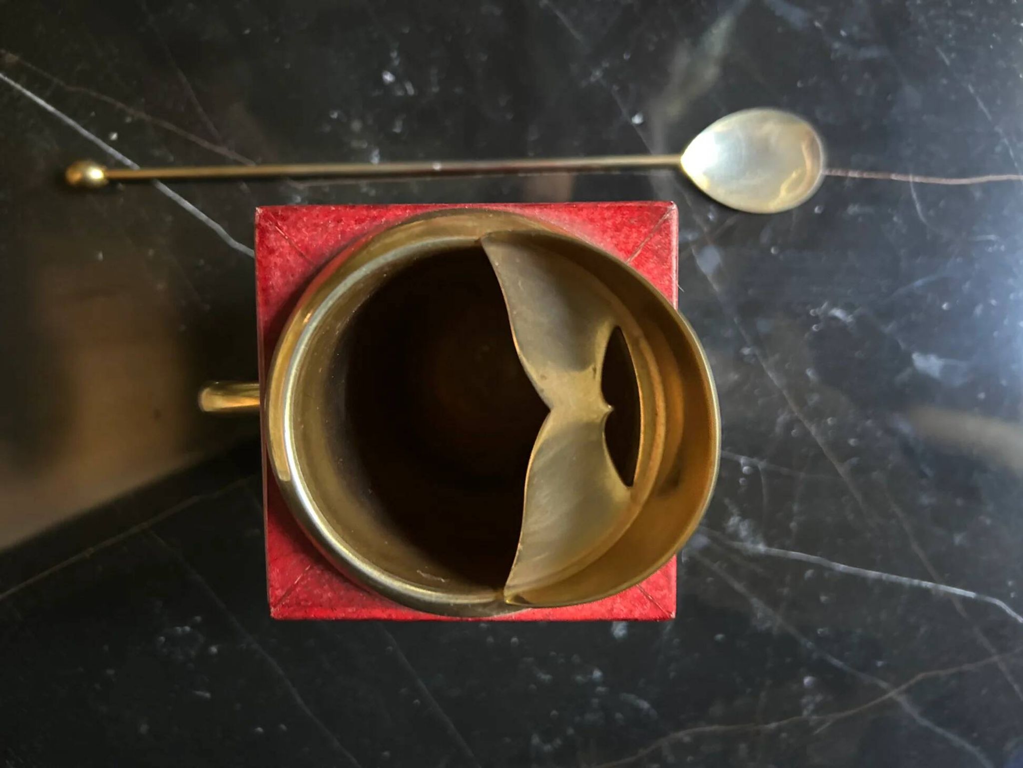 Aldo Tura red mixing pitcher with mixing spoon, Italy 1970s