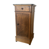 Antique bedside table from the Restoration period in walnut, with a grey marble top – XI