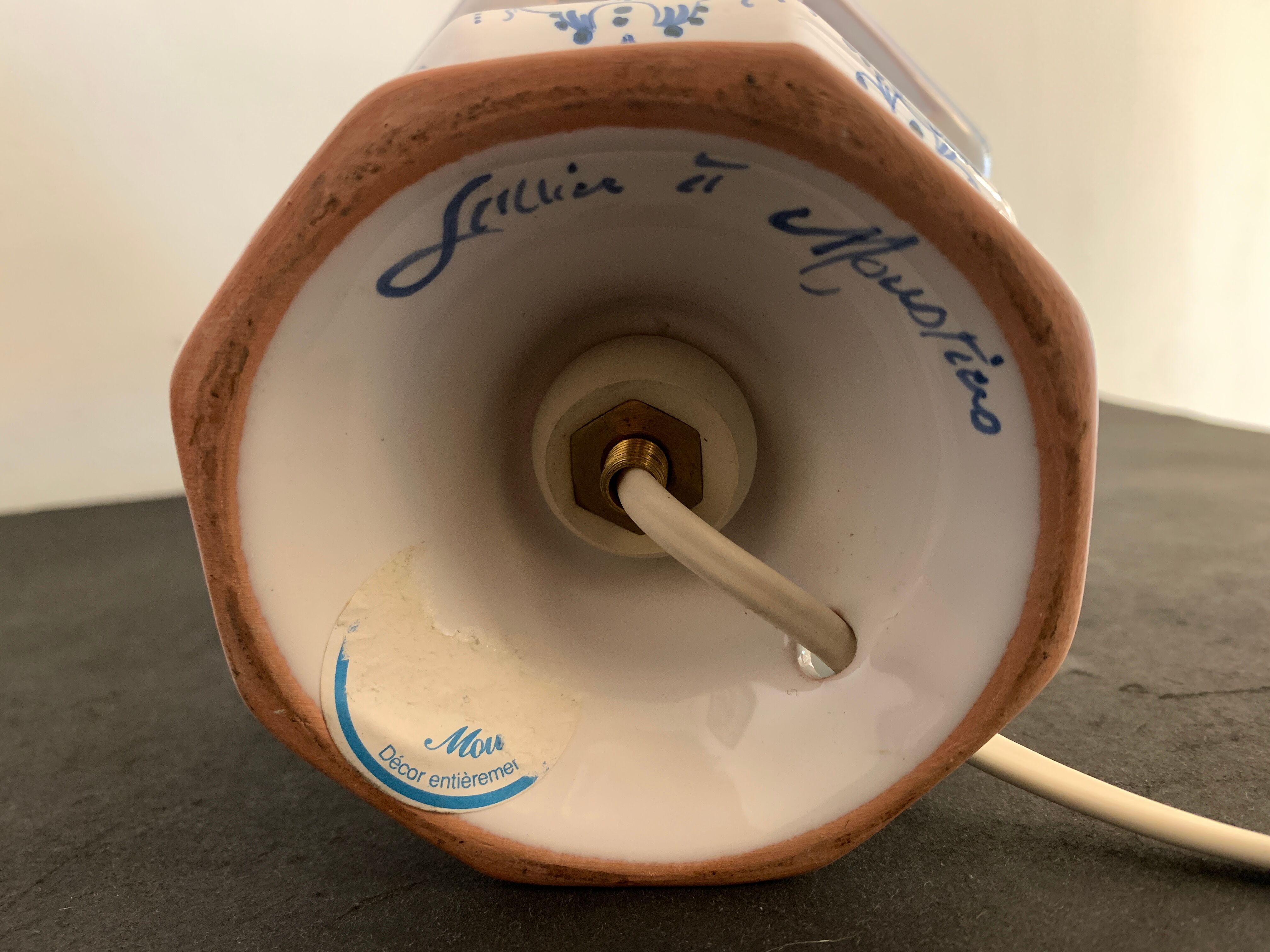 Earthenware lamp Lallier de Moustiers