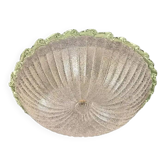1990s Traditional Italian White Graniglia" Budino"Murano Glass Flush Mount