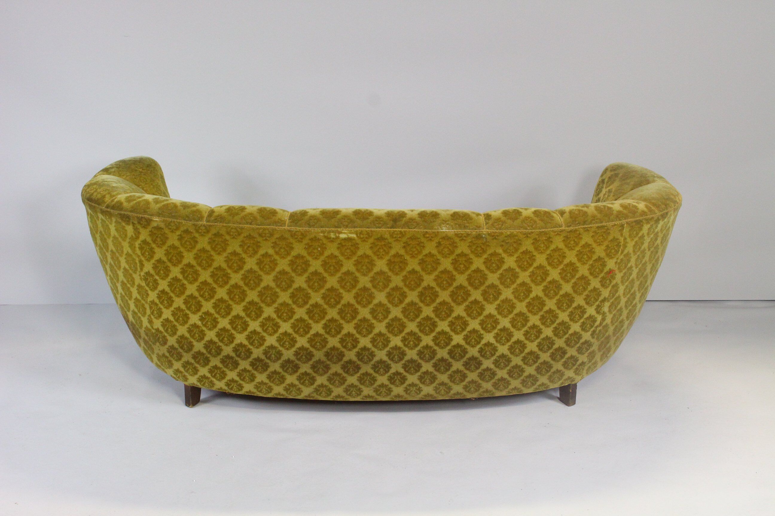 1950s Mid Century Gold Banana Sofa, Denmark