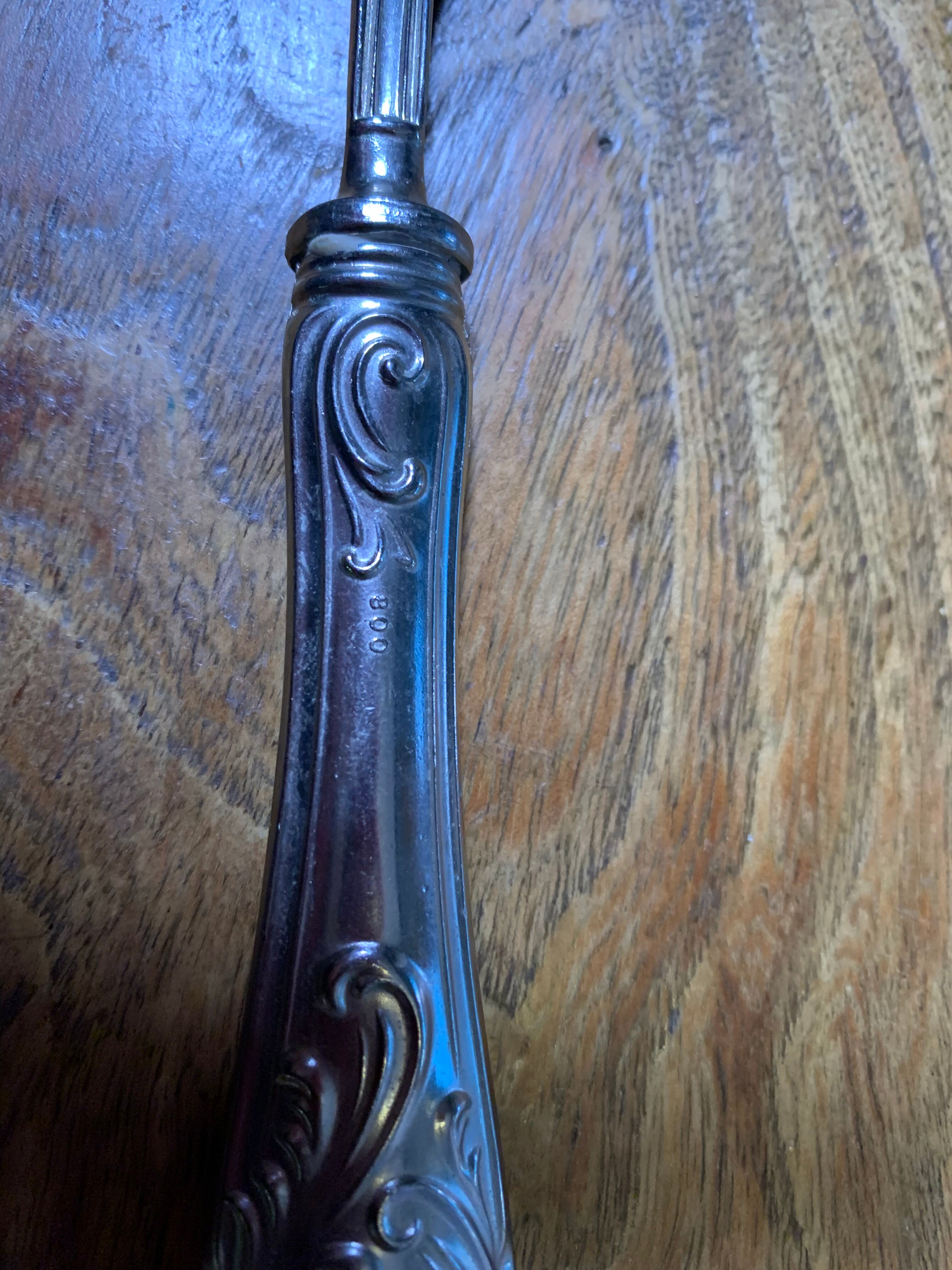 Service de couverts à dessert composé de 11 pièces poinçon 800 ouvragées anciens et collector