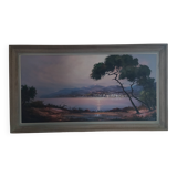 Oil on canvas sunset in the mediterranean signed jd garat 1960