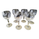 6 Verres à pied en cristallin Décor meulé