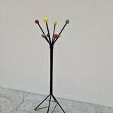 Vintage parrot coat rack with colored balls, 1950s design