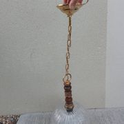Suspension ball in thick striated glass design lighting year 1980 space age