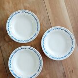 Set of 3 soup plates, Lustucru checkerboard pattern