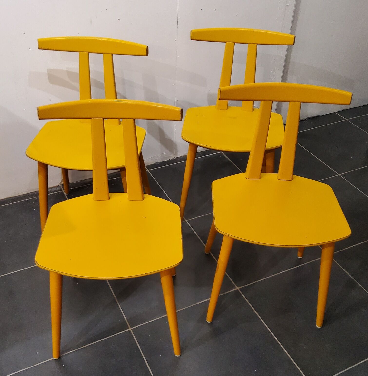 4 chaises j48, design poul m.volther, 1950, fdb møbler