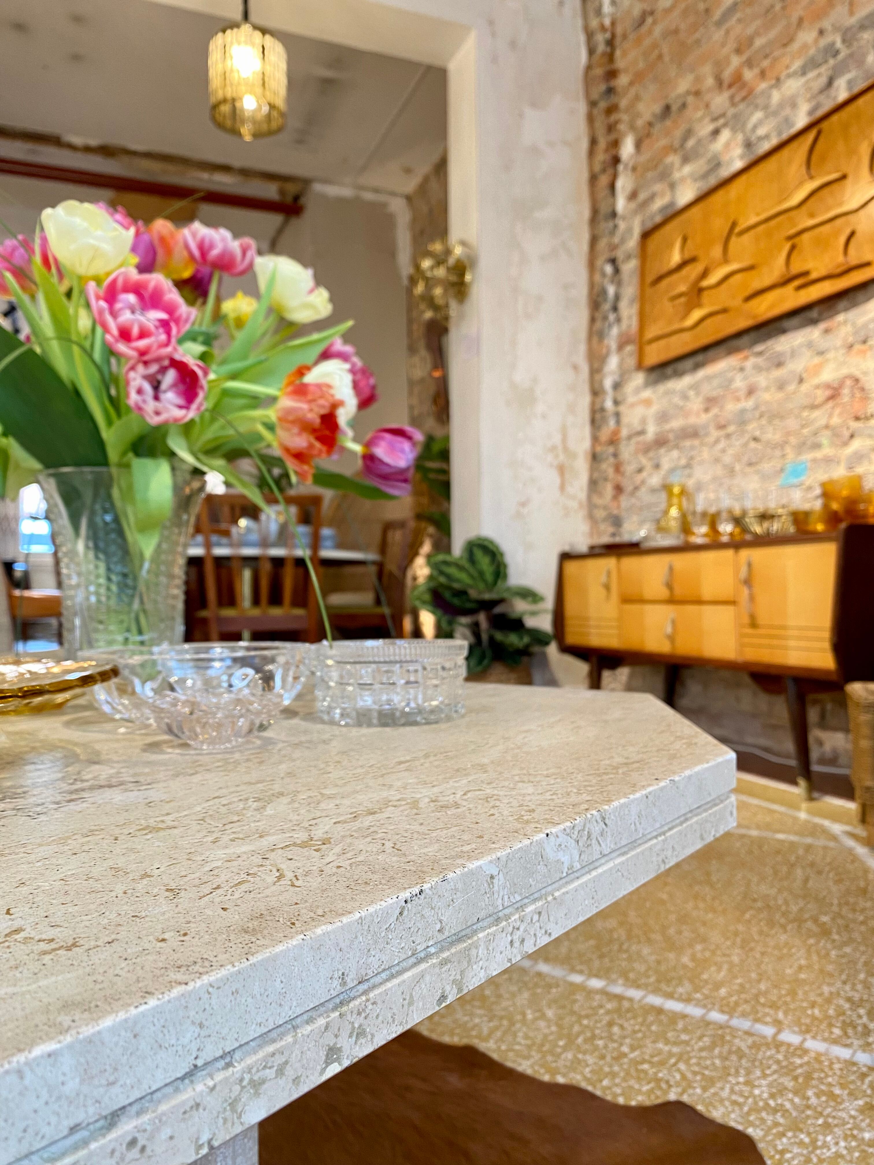 Travertine coffee table 70s