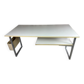 Vintage desk table 1975 in aluminum and melanin by albert rosselli for facomet